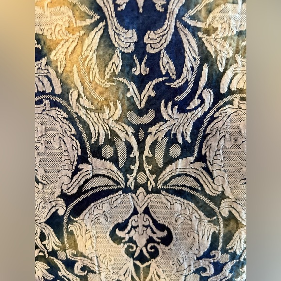 Betsey Johnson Damask Print Jacquard Elbow Sleeves Blue Dress Size 6 - Picture 3 of 6